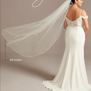 Custom David’s Bridal Veil 60 in length Ivory raw hem